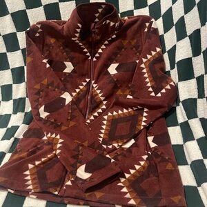 Sonoma Geometric Pink and Gold Fleece Jacket